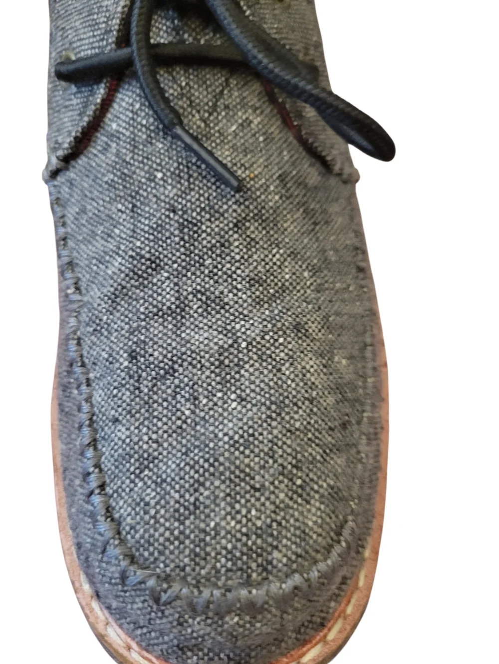 Toms Chukka Boots Gray Tweed Fabric with Red Plaid Lining Men's Size 10.5